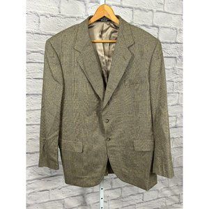 RBM Collection Brown Plaid Houndstooth Blazer Jacket Two Button Men's Sz 44R‎